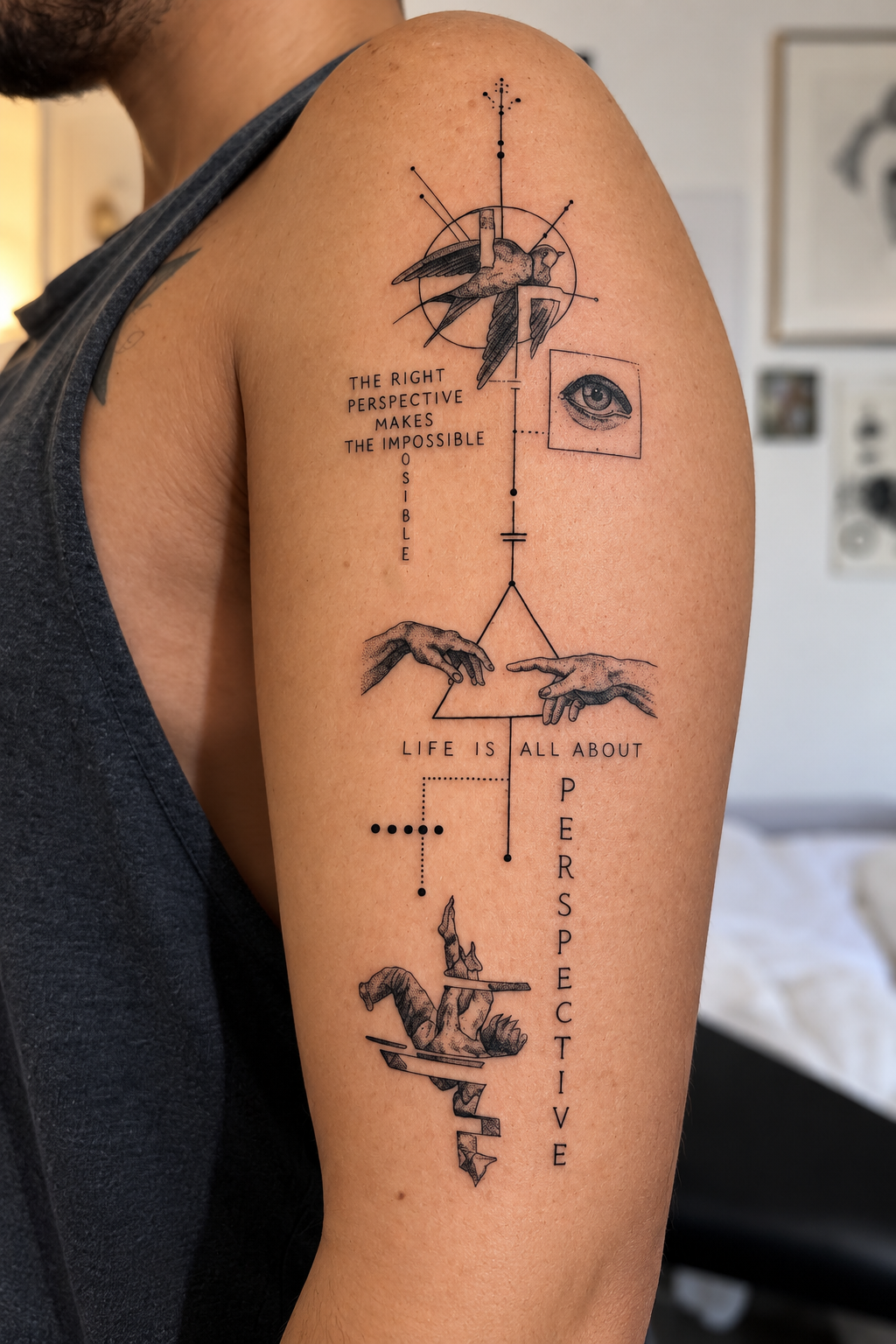 Tatuaggio concept Perspective personalizzato da Mario Corallo a Milano