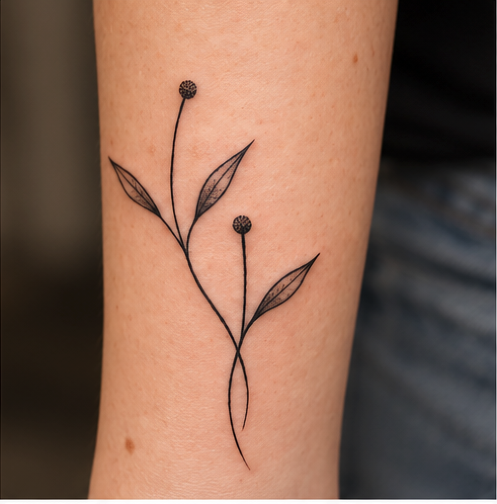 Tatuaggio fineline Botanica Sottile eseguito a linee sottili e precise da Mario Corallo a Milano