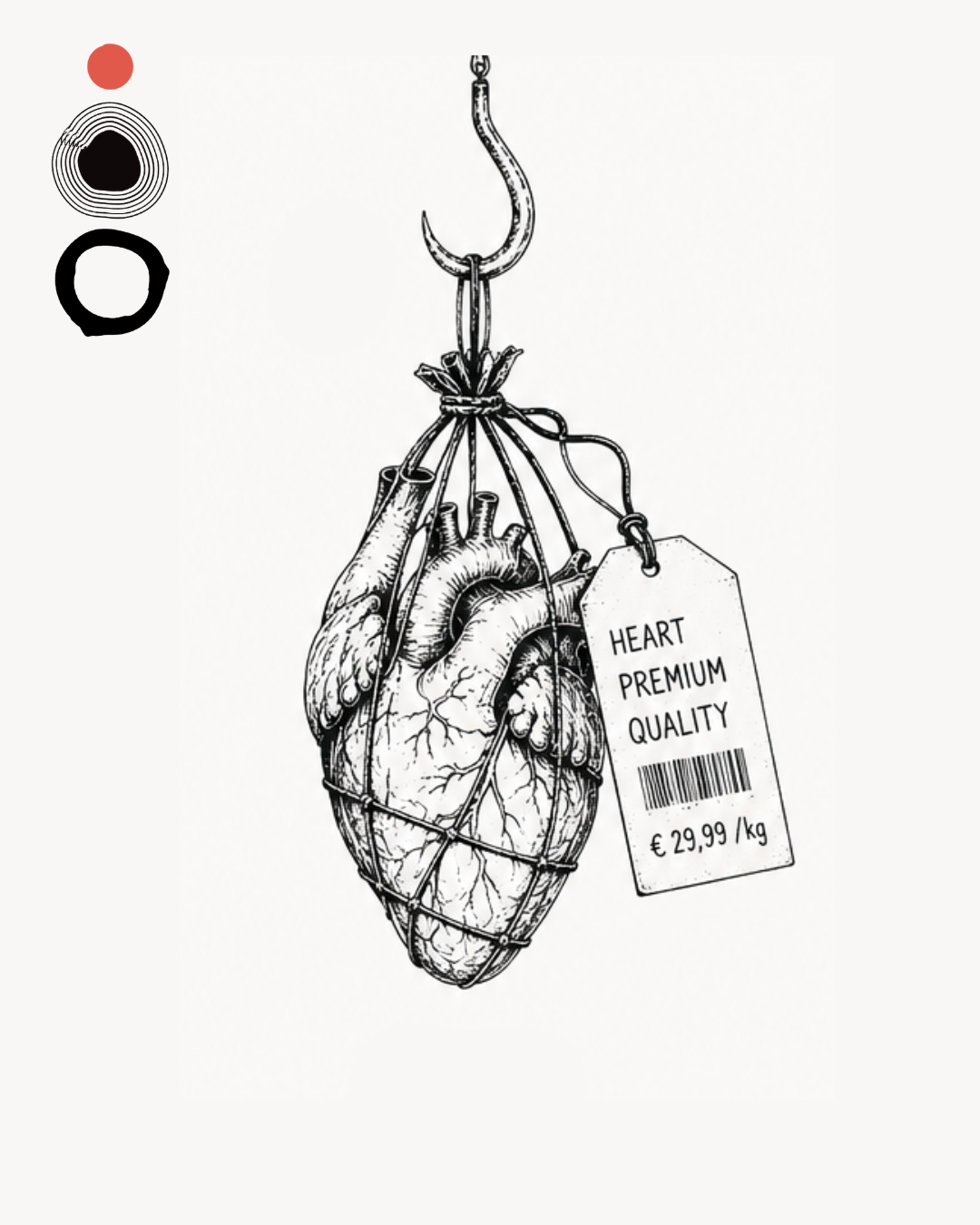 Cuore anatomico appeso con etichetta premium